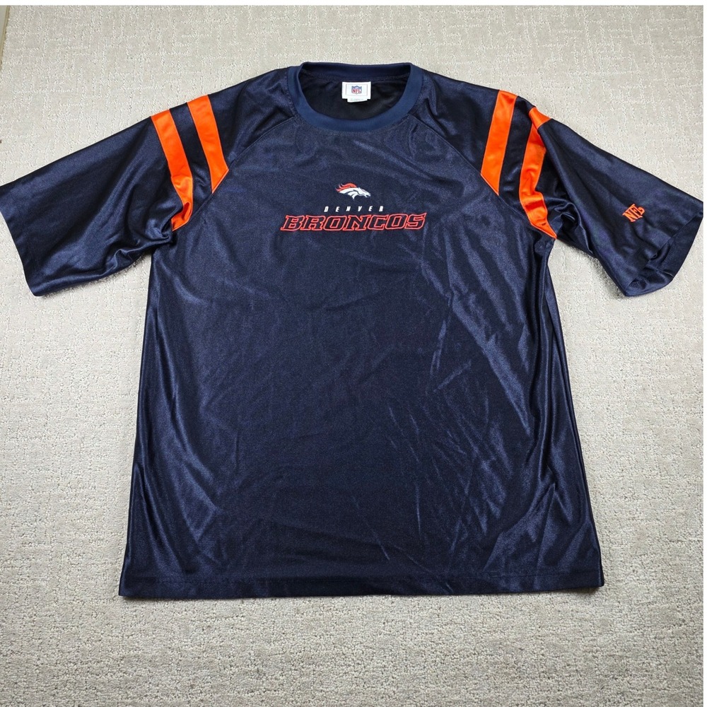 Vintage 2001 NFL Denver Broncos Shirt Mens XL‎ Navy Blue Orange Embroidered Logo